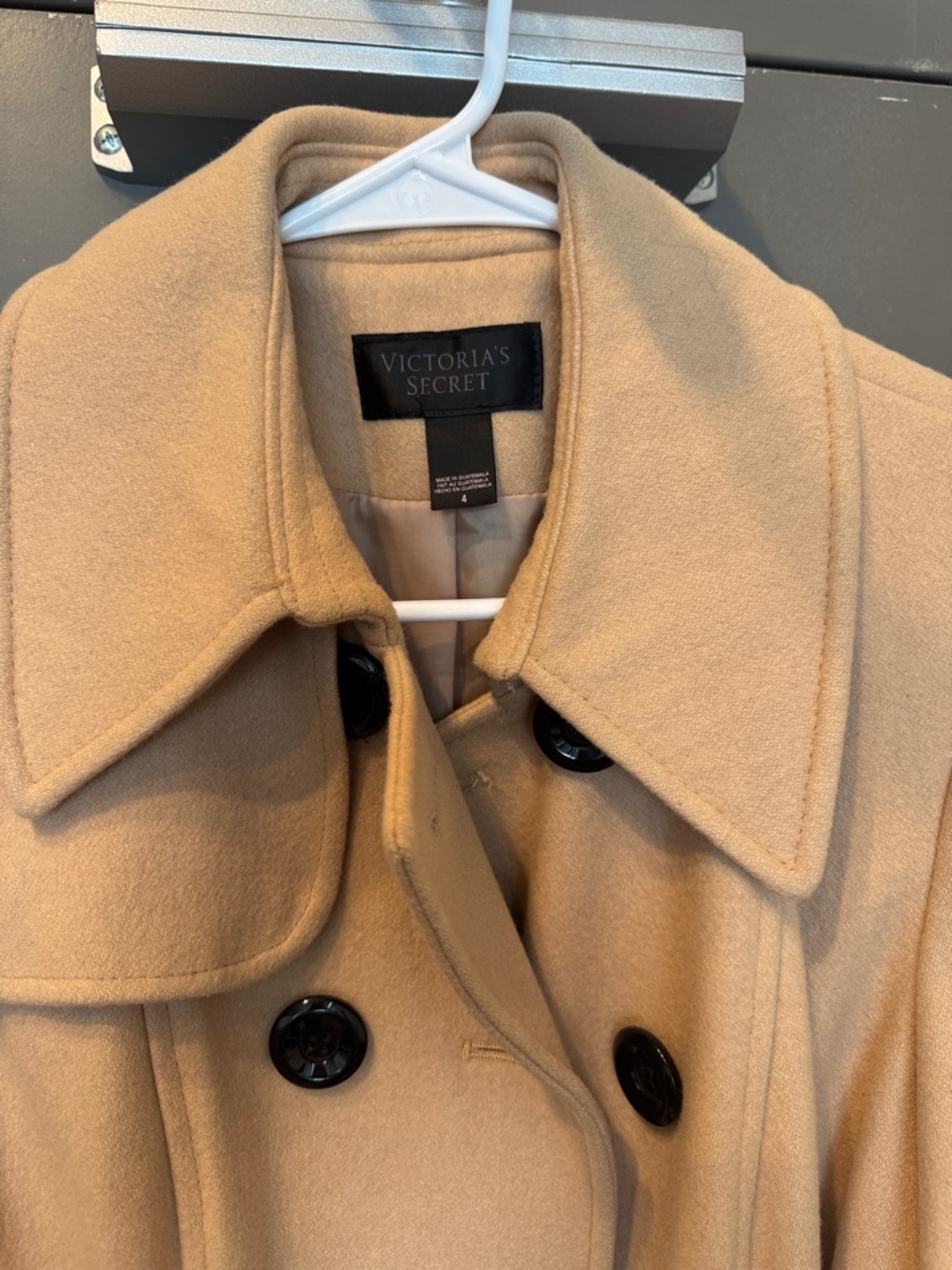 Victoria's Secret Tan Double-Breasted Wool Trench Coat - Picture 3 of 7